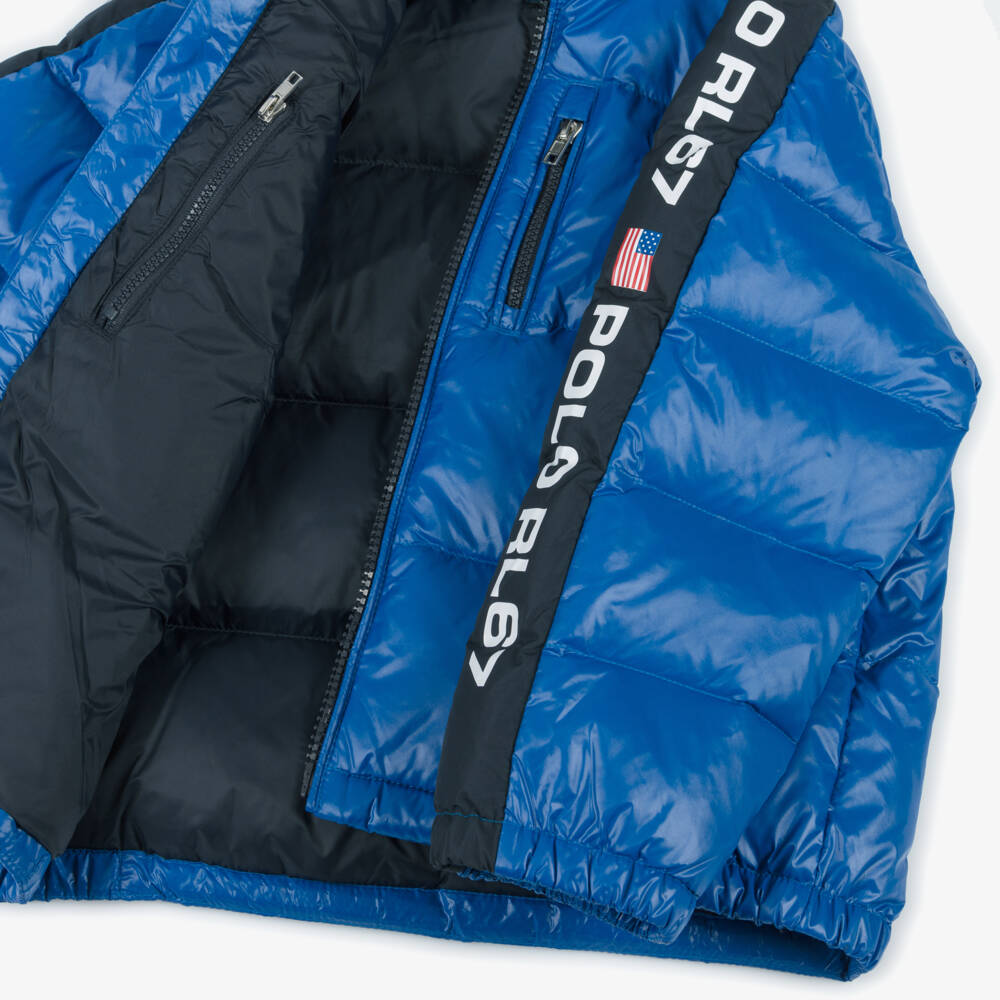 Ralph Lauren-Boys Hooded Blue Puffer Coat | Childrensalon Outlet