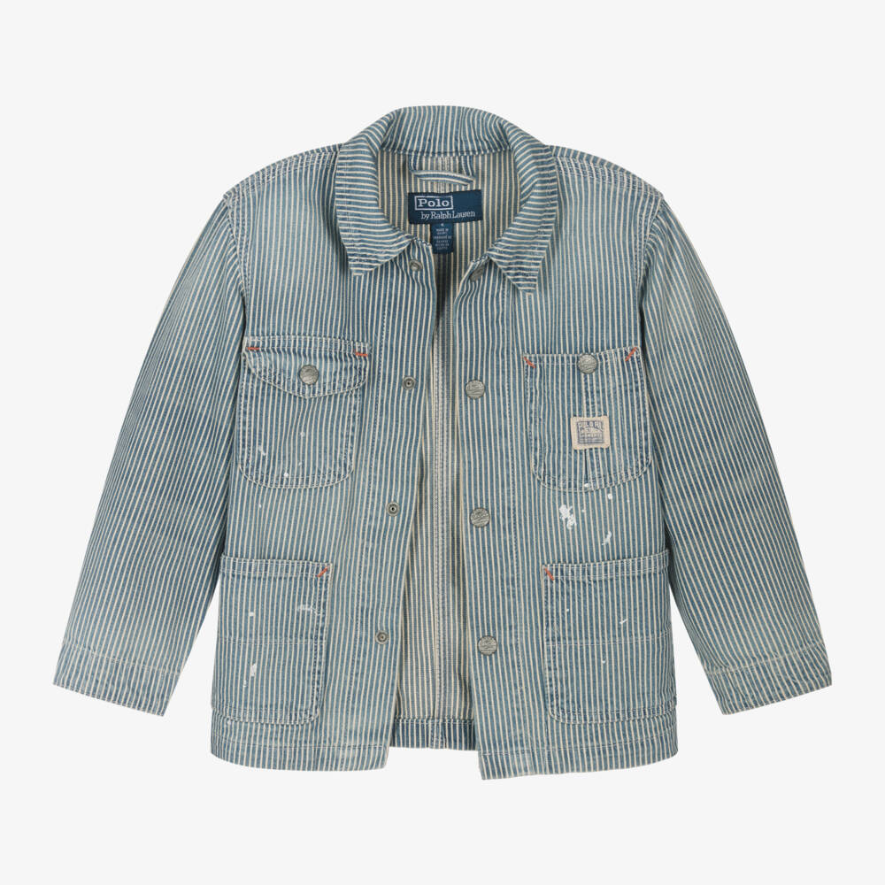 Ralph Lauren-Boys Indigo Striped Denim Jacket | Childrensalon Outlet