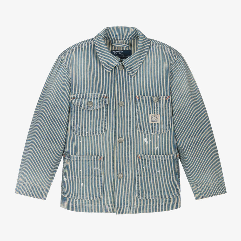 Ralph Lauren-Boys Indigo Striped Denim Jacket | Childrensalon Outlet