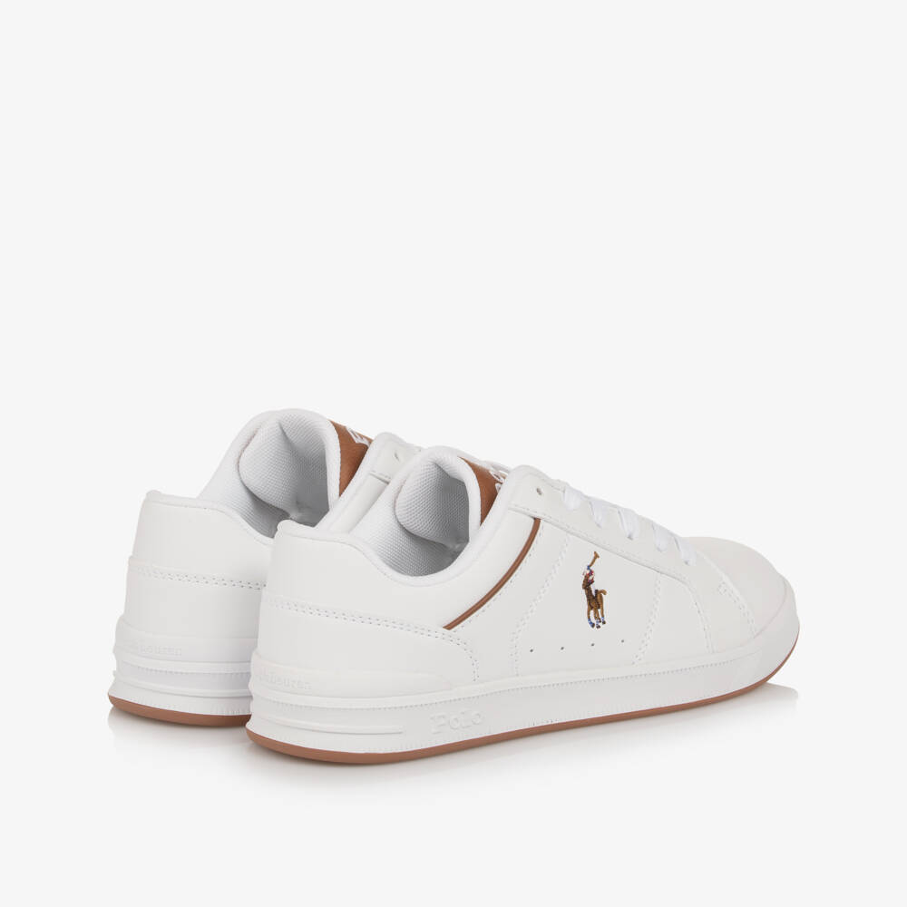 Ralph Lauren-Boys Ivory and Tan Lace Trainers | Childrensalon Outlet