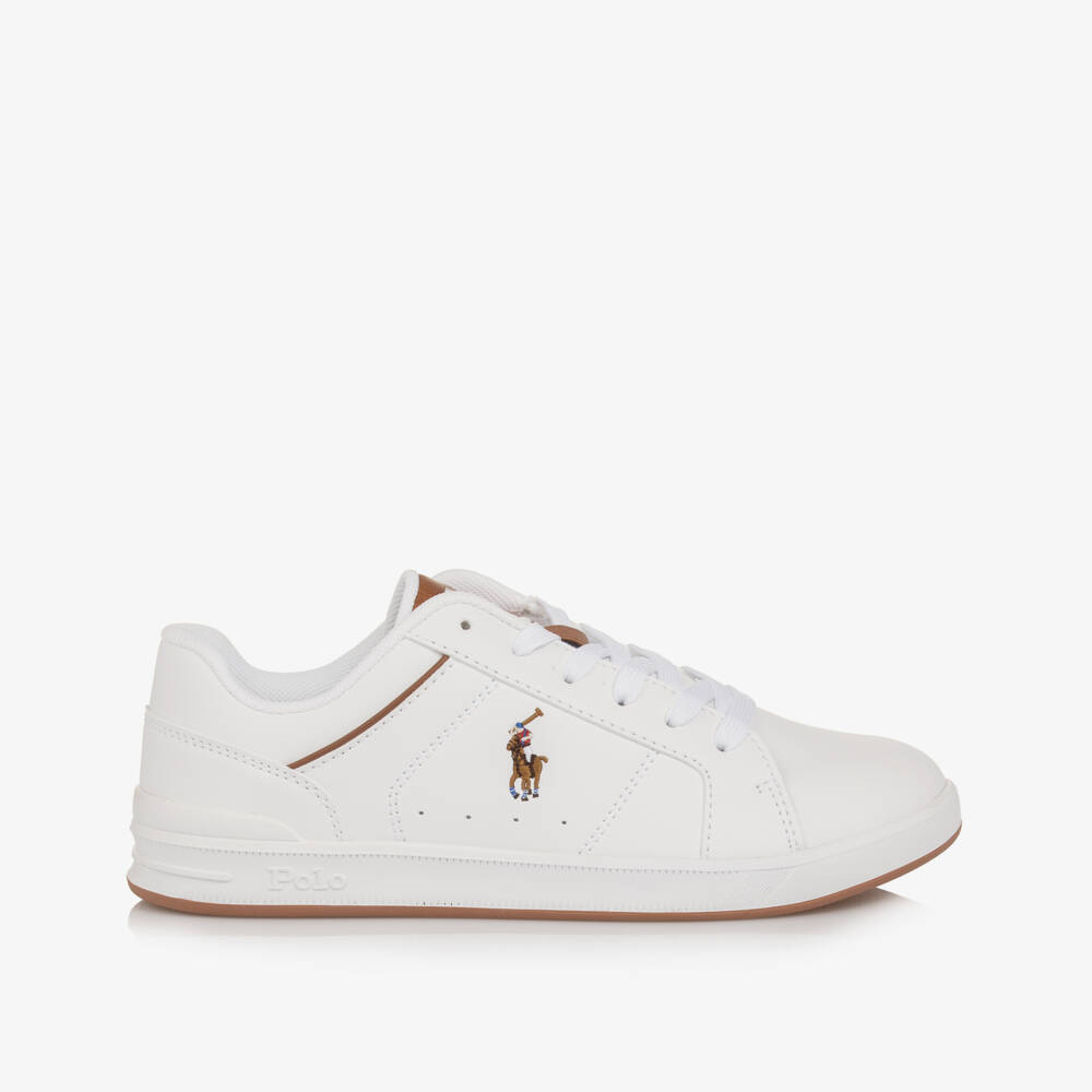 Ralph Lauren-Boys Ivory and Tan Lace Trainers | Childrensalon Outlet