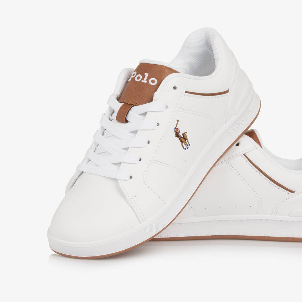 Ralph Lauren-Boys Ivory and Tan Lace Trainers | Childrensalon Outlet