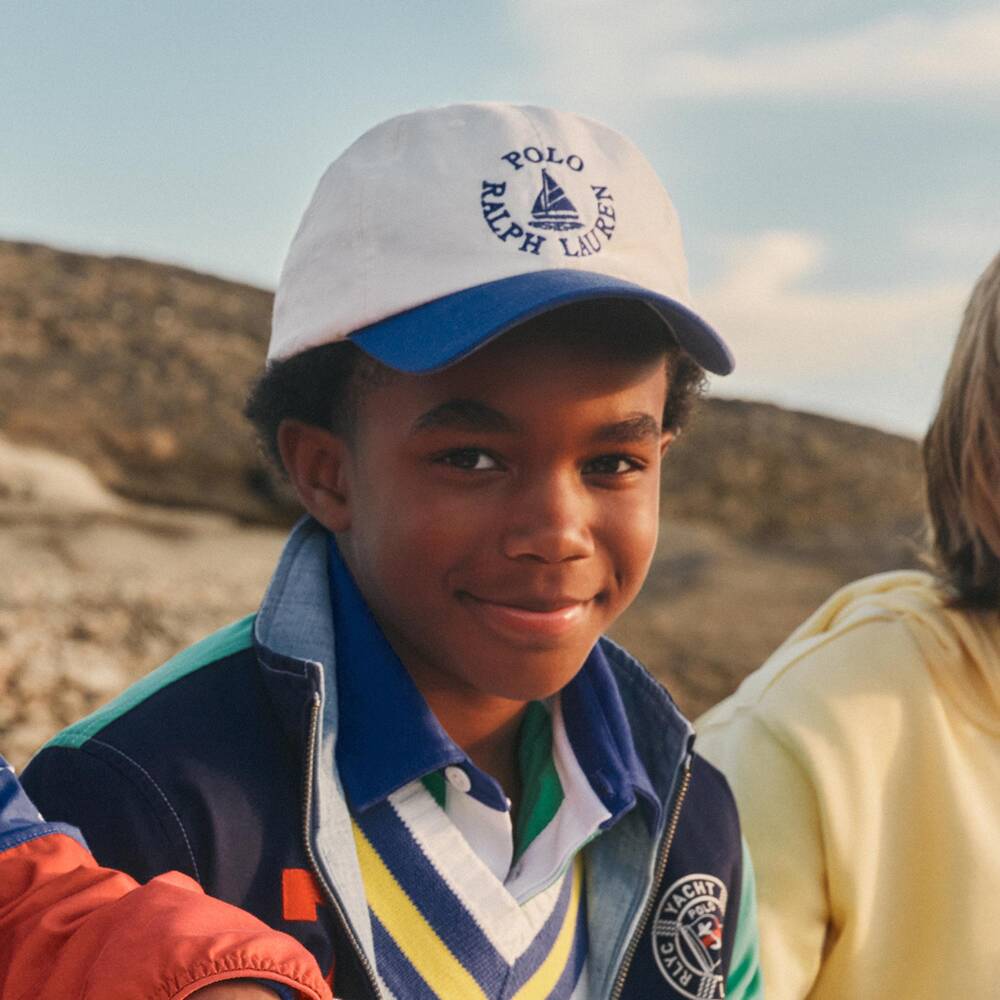 Ralph Lauren-Boys Ivory Cotton Baseball Cap with Boat & Logo Embroidery | Childrensalon Outlet