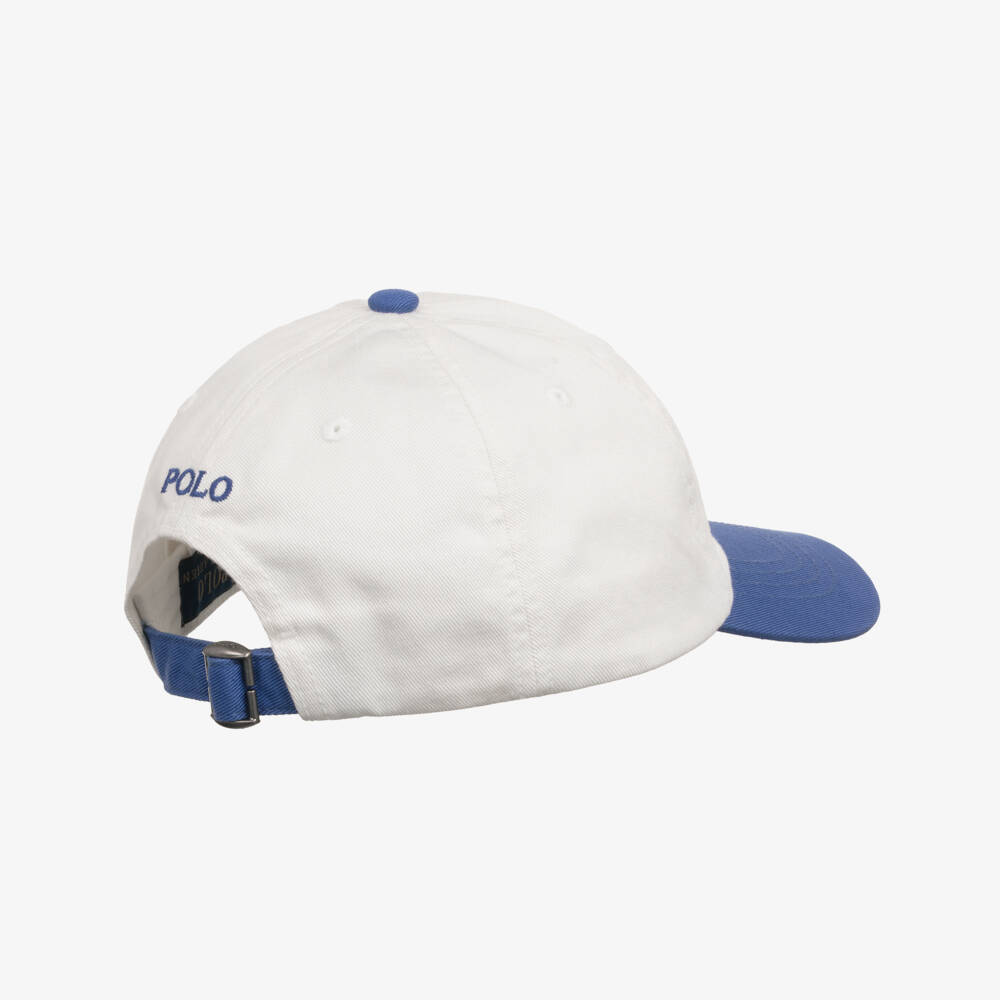 Ralph Lauren-Boys Ivory Cotton Baseball Cap with Boat & Logo Embroidery | Childrensalon Outlet