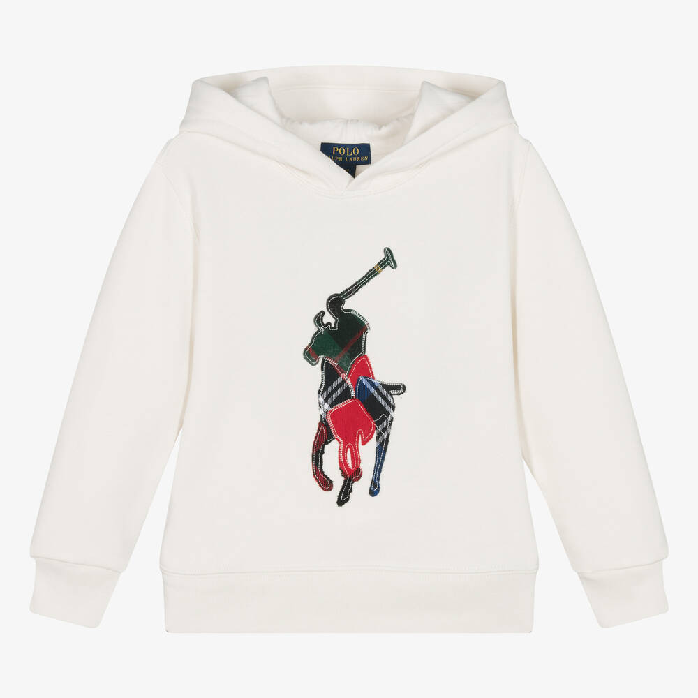 Ralph Lauren - Big Pony Baumwoll-Hoodie Elfenbein | Childrensalon