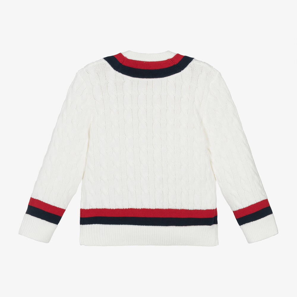 Ralph Lauren-Boys Ivory Cotton Cable Knit Sweater | Childrensalon Outlet
