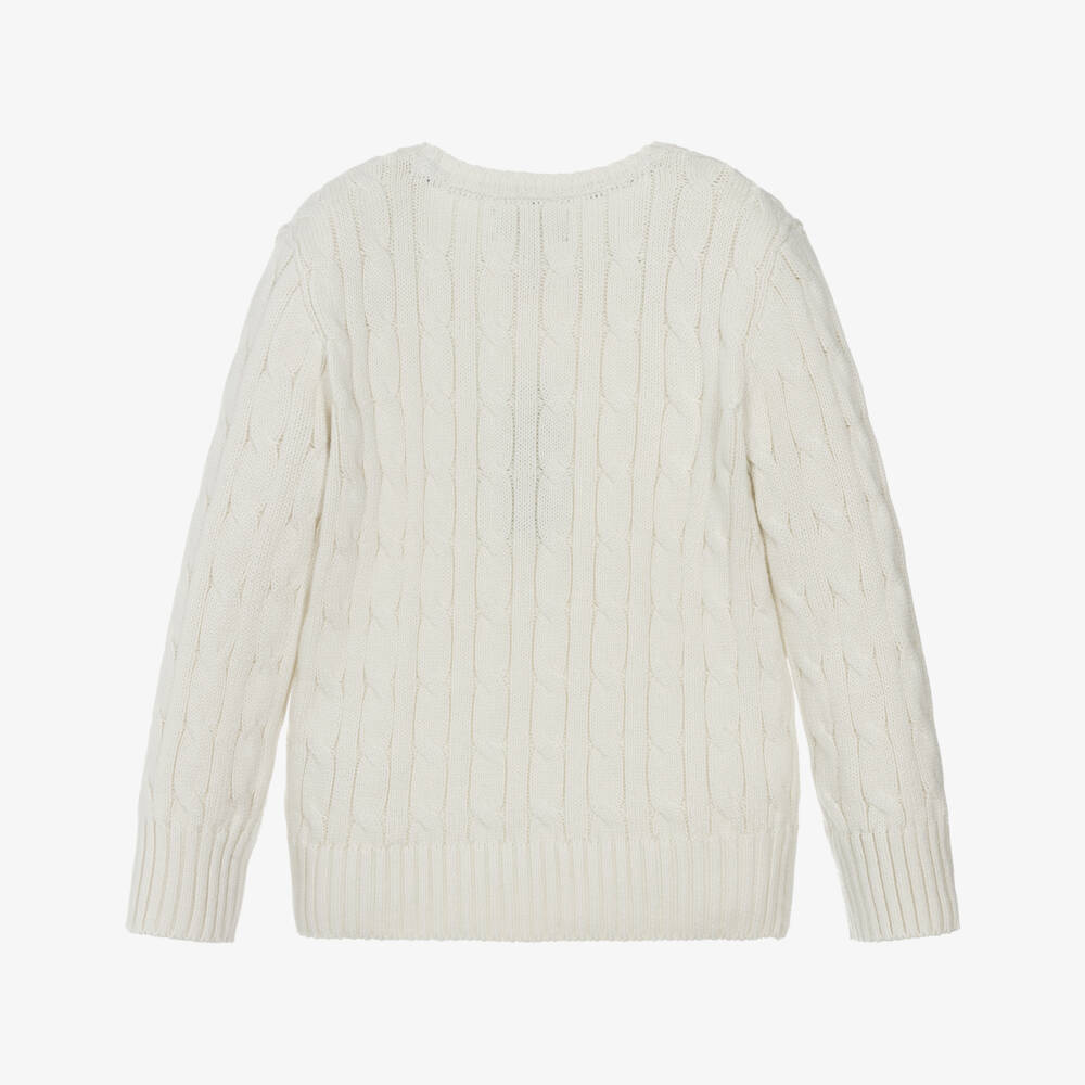 Ralph Lauren-Boys Ivory Cotton Cable Sweater | Childrensalon Outlet