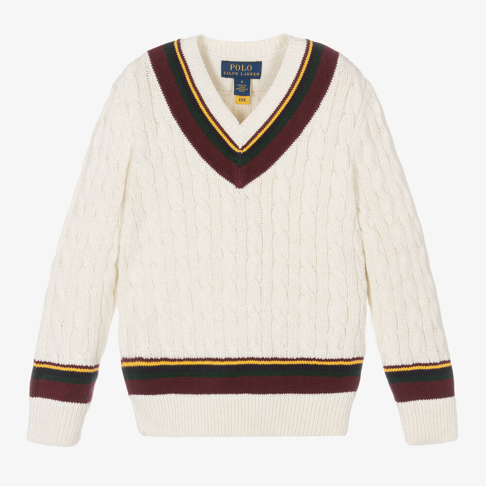 Ralph Lauren - Cricket-Baumwollpullover Elfenbein | Childrensalon