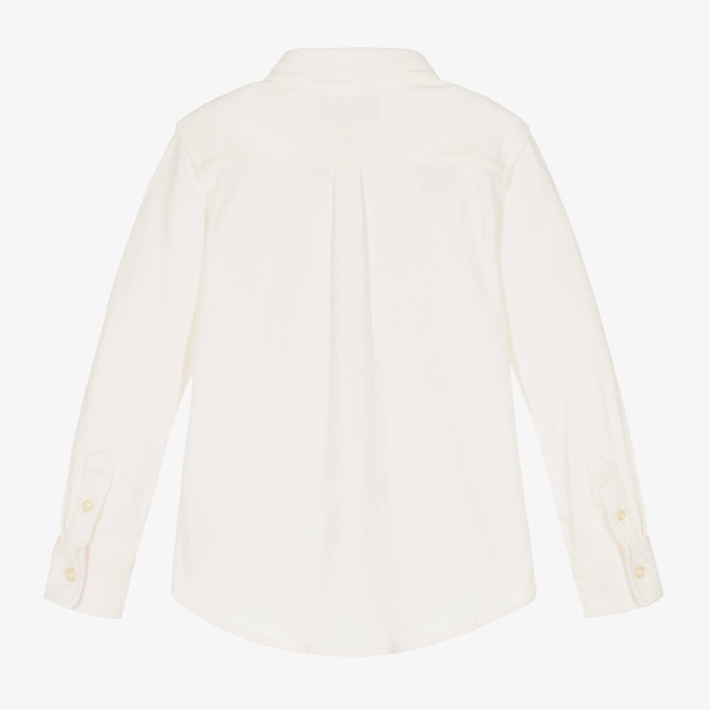 Ralph Lauren-Boys Ivory Cotton Long Sleeve Shirt | Childrensalon Outlet