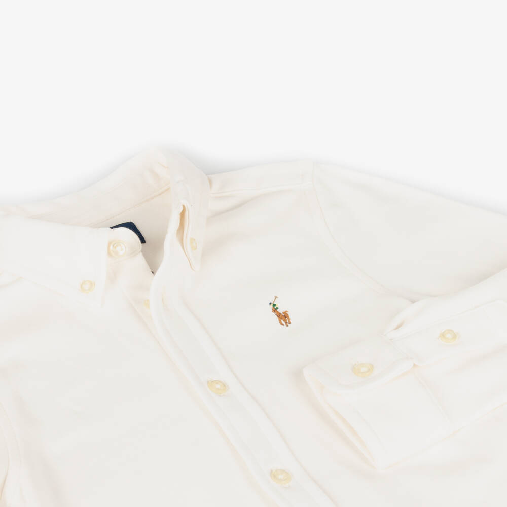 Ralph Lauren-Boys Ivory Cotton Long Sleeve Shirt | Childrensalon Outlet