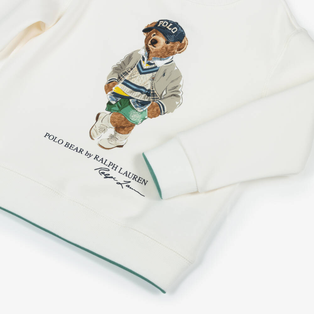 Ralph Lauren-Boys Ivory Cotton Polo Bear Sweatshirt | Childrensalon Outlet