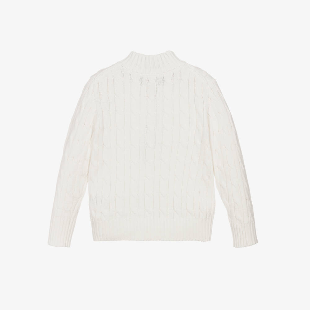 Ralph Lauren-Boys Ivory Knit Zip Sweater | Childrensalon Outlet
