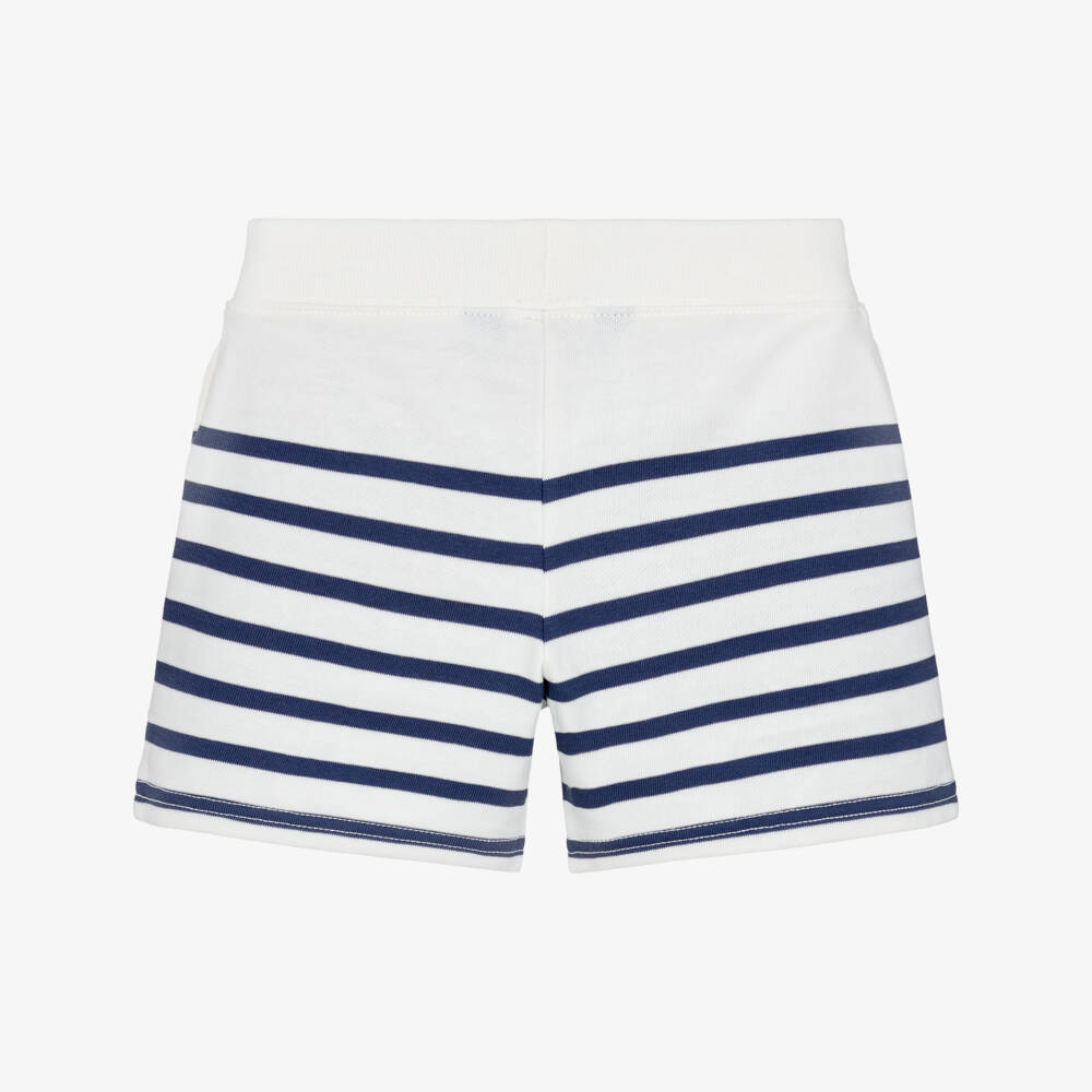 Ralph Lauren-Boys Ivory & Navy Blue Stripe Cotton Jersey Shorts | Childrensalon Outlet