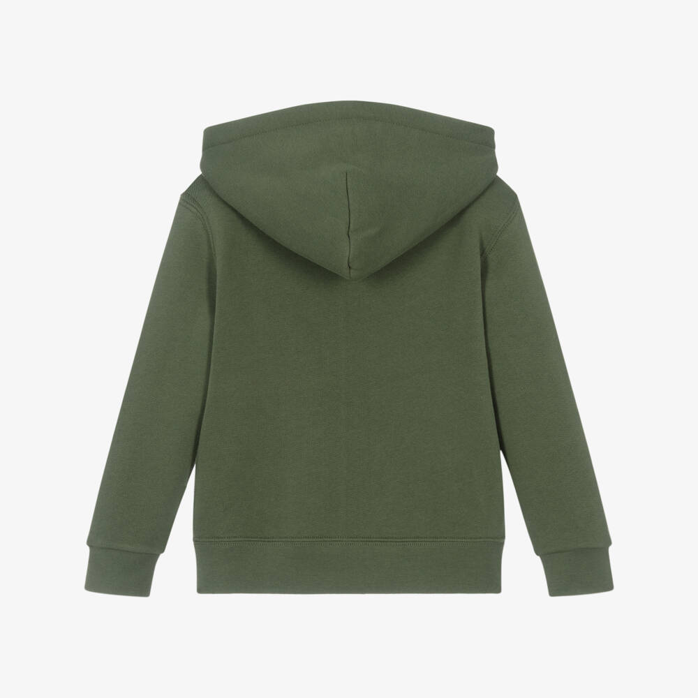 Ralph Lauren-Boys Khaki Green Cotton Pony Logo Zip-Up Hoodie | Childrensalon Outlet