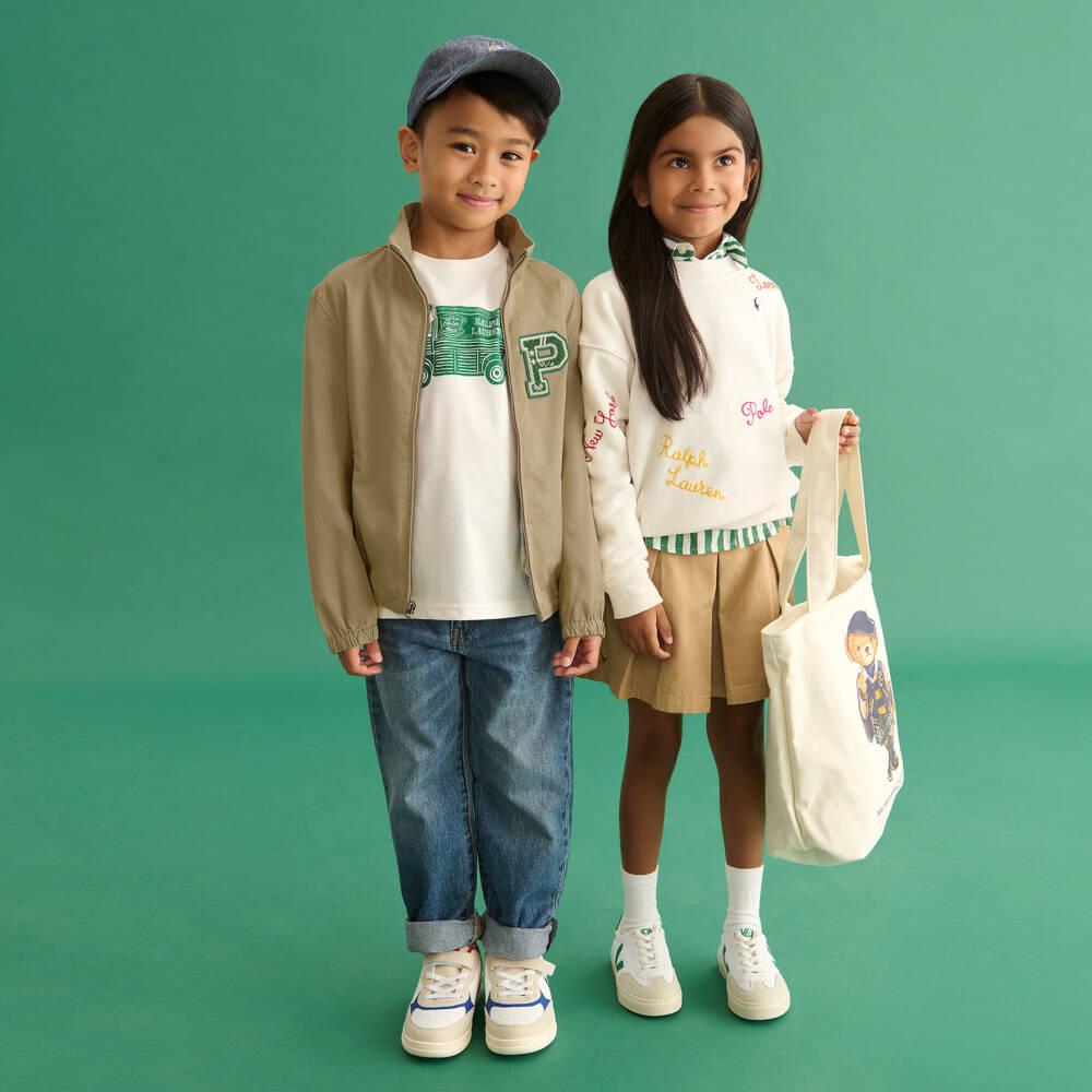 Ralph Lauren-Boys Khaki Green Cotton Varsity Jacket with Tennis Detail | Childrensalon Outlet