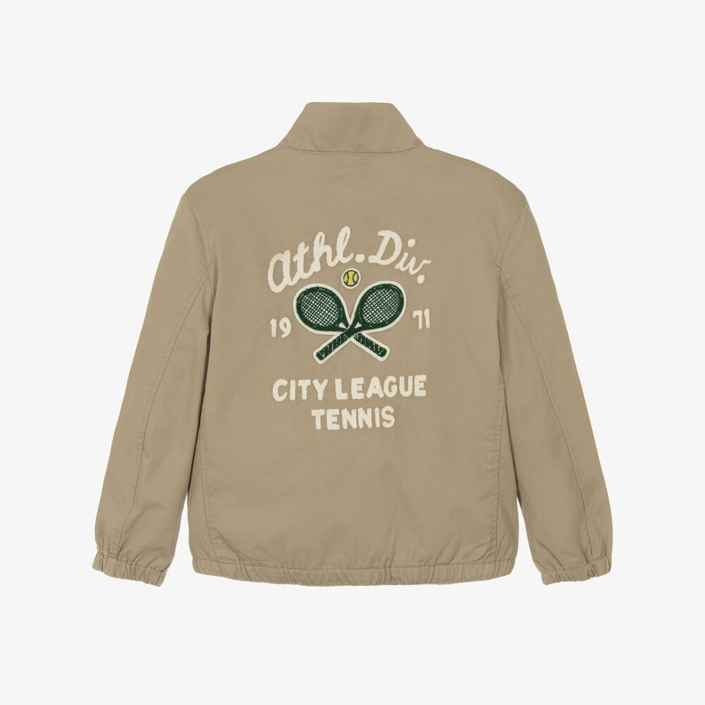 Ralph Lauren-Boys Khaki Green Cotton Varsity Jacket with Tennis Detail | Childrensalon Outlet