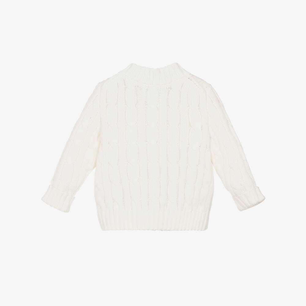 Ralph Lauren-Boys Knit White Zip Sweater | Childrensalon Outlet
