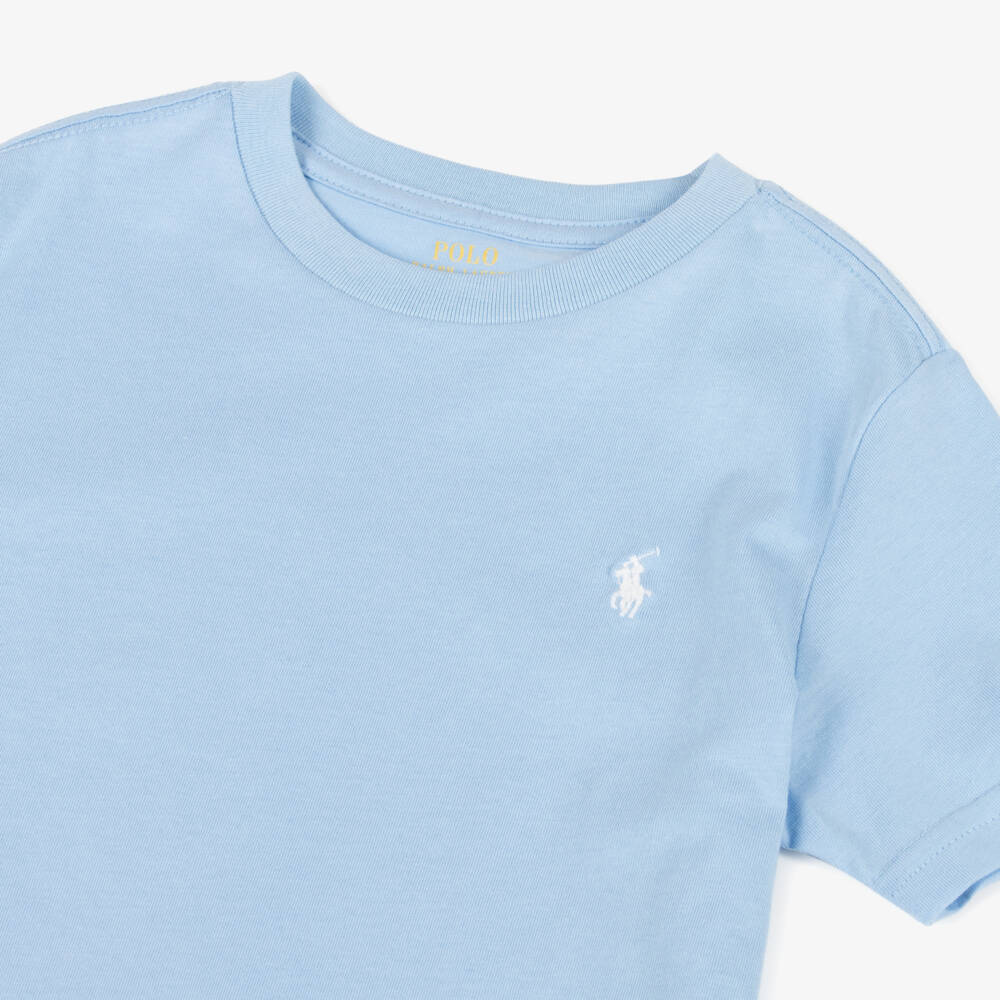 Ralph Lauren-Boys Light Blue Cotton Tee | Childrensalon Outlet