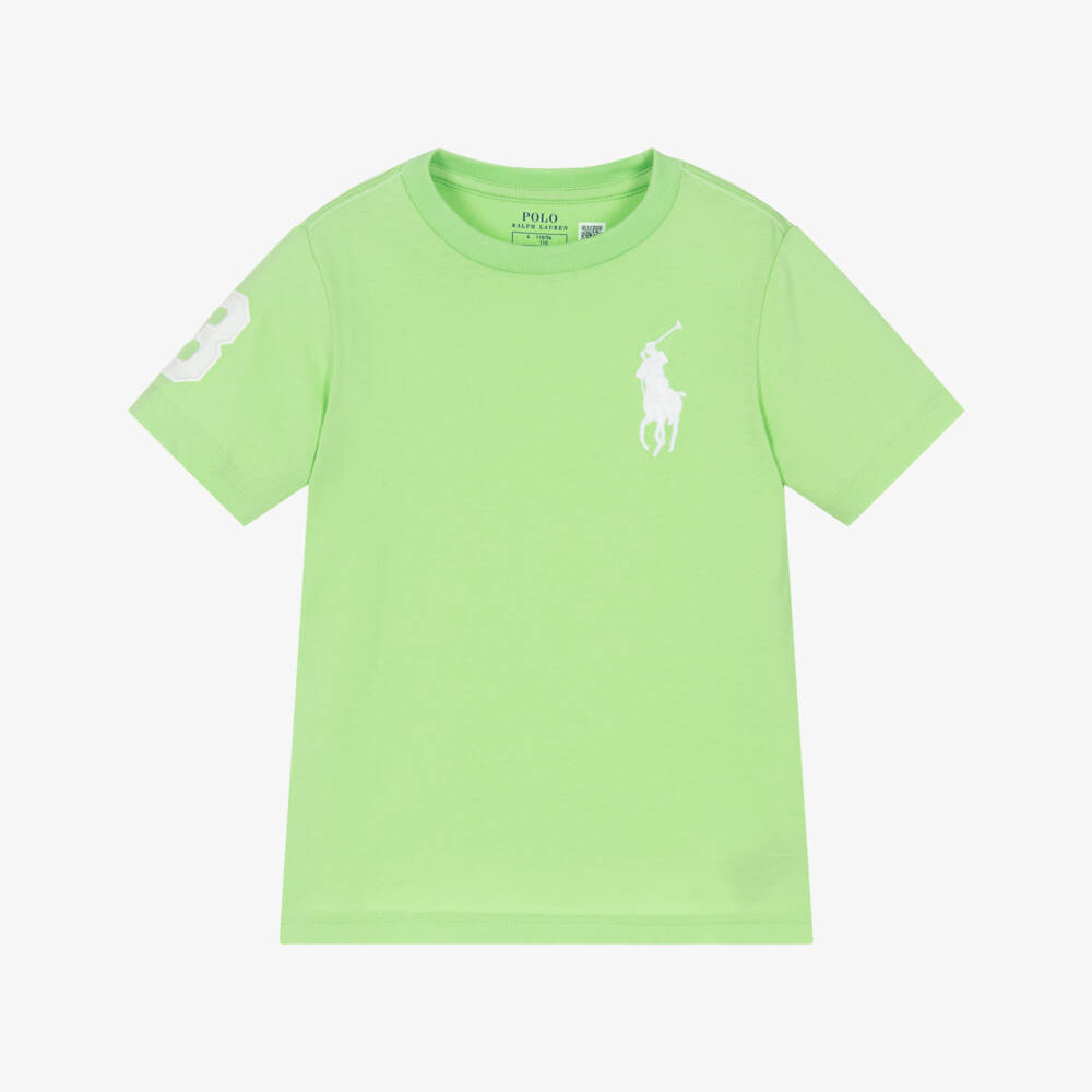 Ralph Lauren-Boys Lime Cotton Pony Tee | Childrensalon Outlet