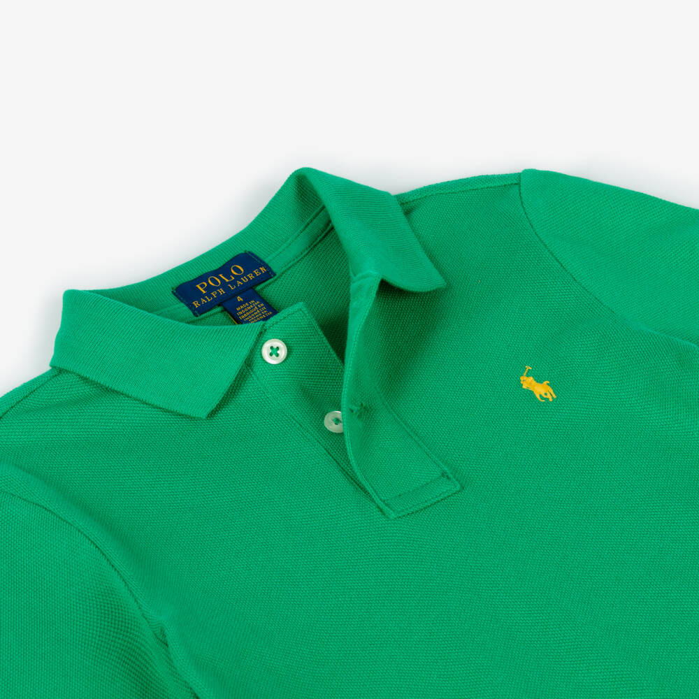 Ralph Lauren-Boys Long-Sleeve Green Polo | Childrensalon Outlet
