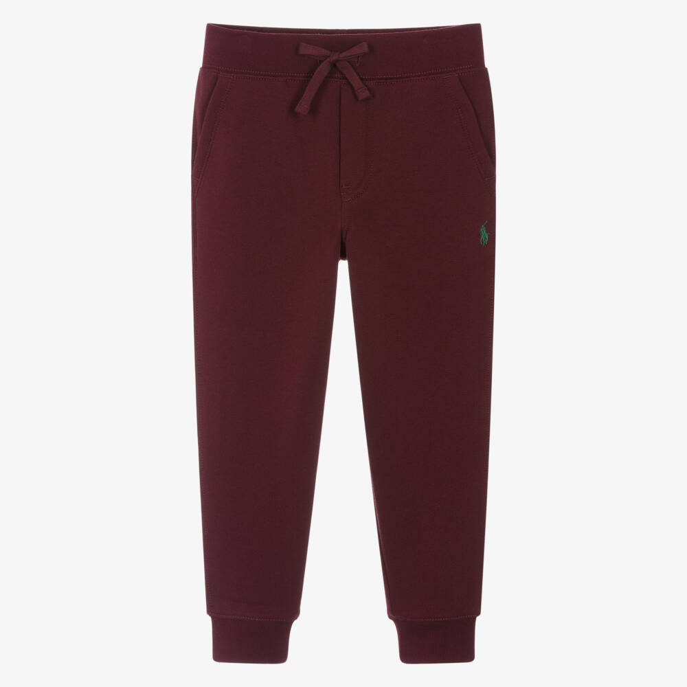 Ralph Lauren-Boys Maroon Red Cotton Pony Logo Joggers | Childrensalon Outlet