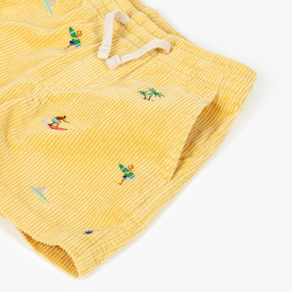 Ralph Lauren-Boys Mustard Yellow Corduroy Shorts with Embroidered Surfers | Childrensalon Outlet