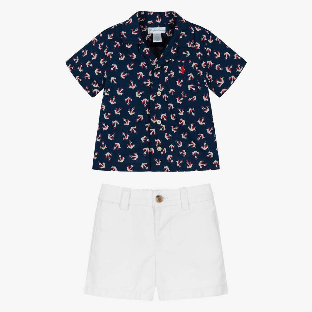 Ralph Lauren-Boys Nautical Blue Anchor Ensemble | Childrensalon Outlet