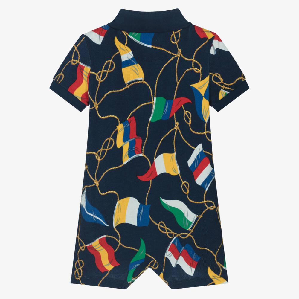 Ralph Lauren-Boys Nautical Blue Cotton Romper | Childrensalon Outlet