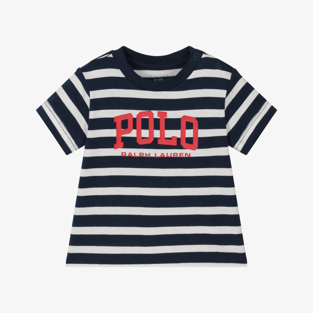 Ralph Lauren-Boys Nautical Blue Striped Tee | Childrensalon Outlet