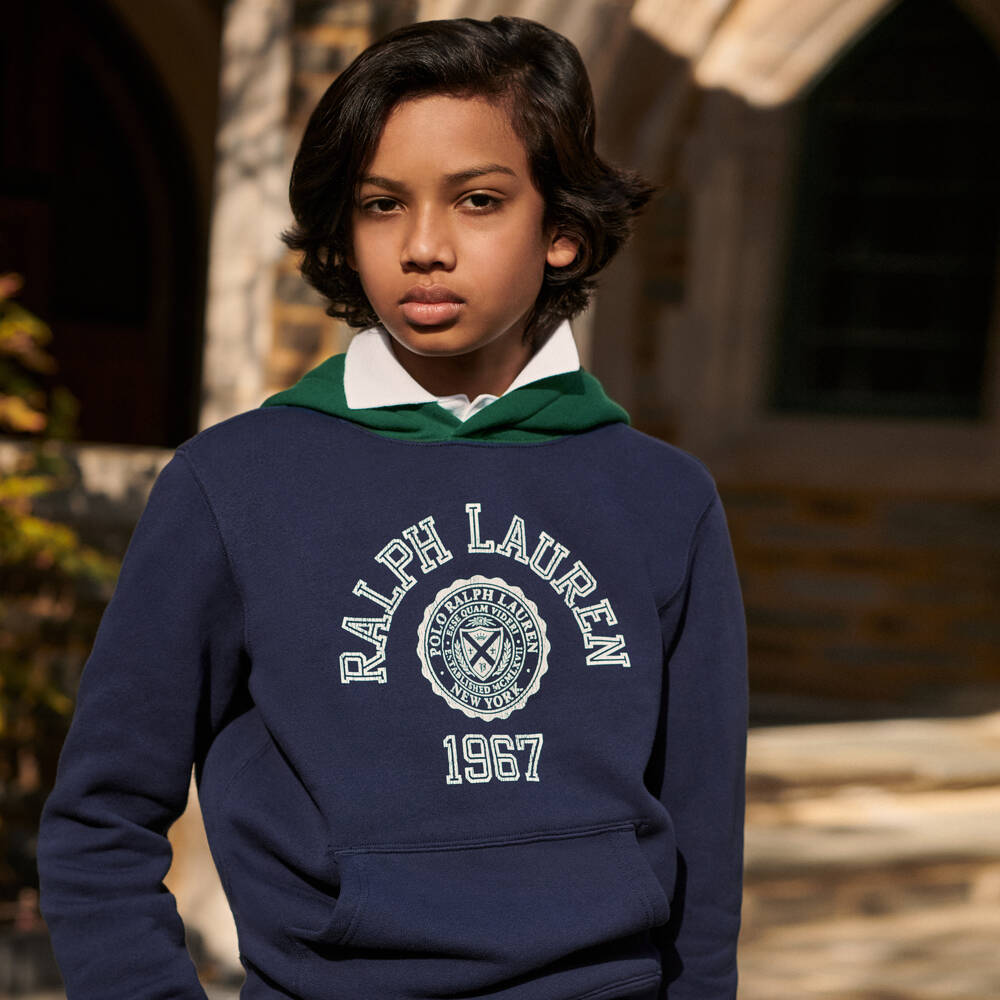 Ralph Lauren-Boys Navy 1967 Cotton Hoodie | Childrensalon Outlet