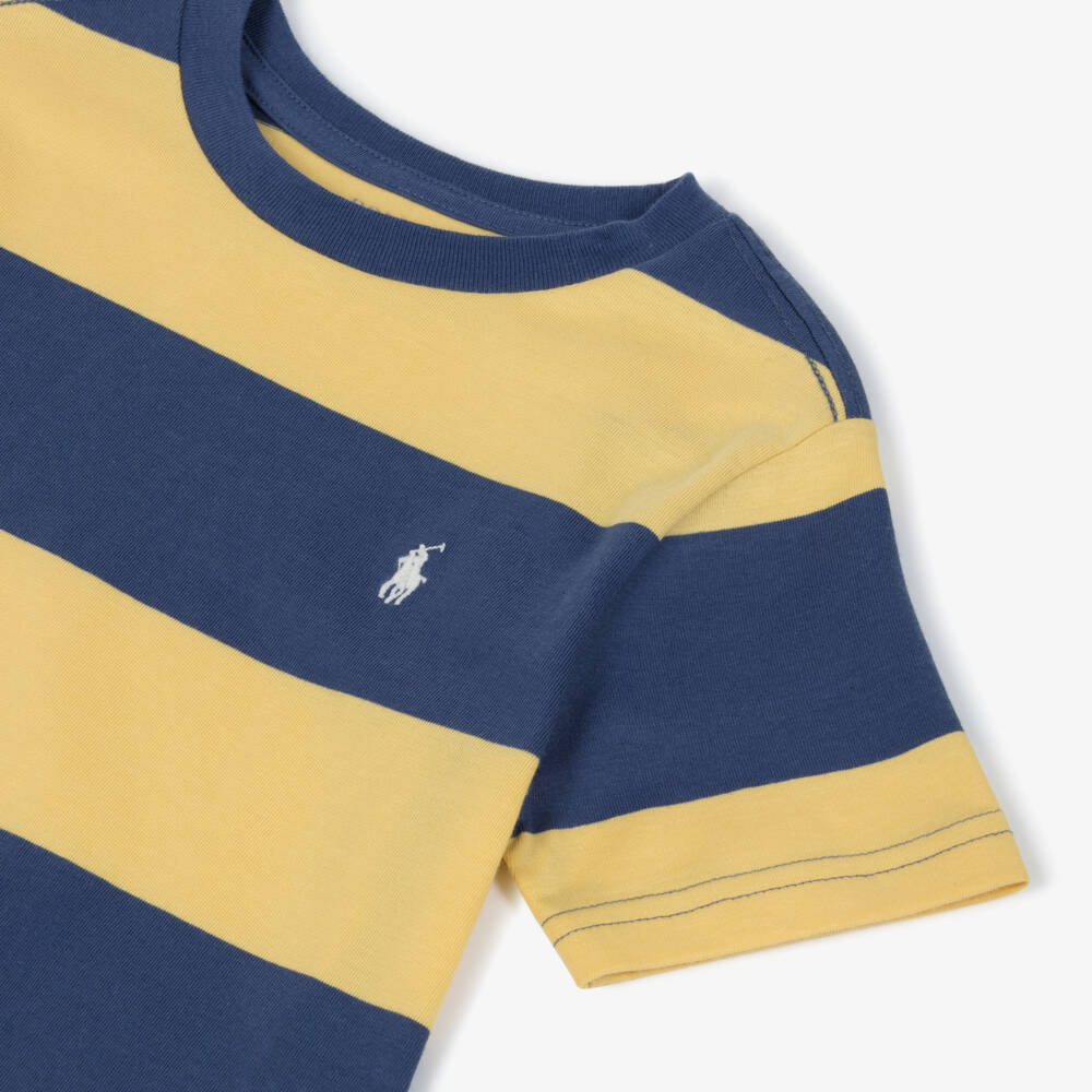 Ralph Lauren-Футболка в полоску синий и жёлтый для мальчиков | Childrensalon Outlet