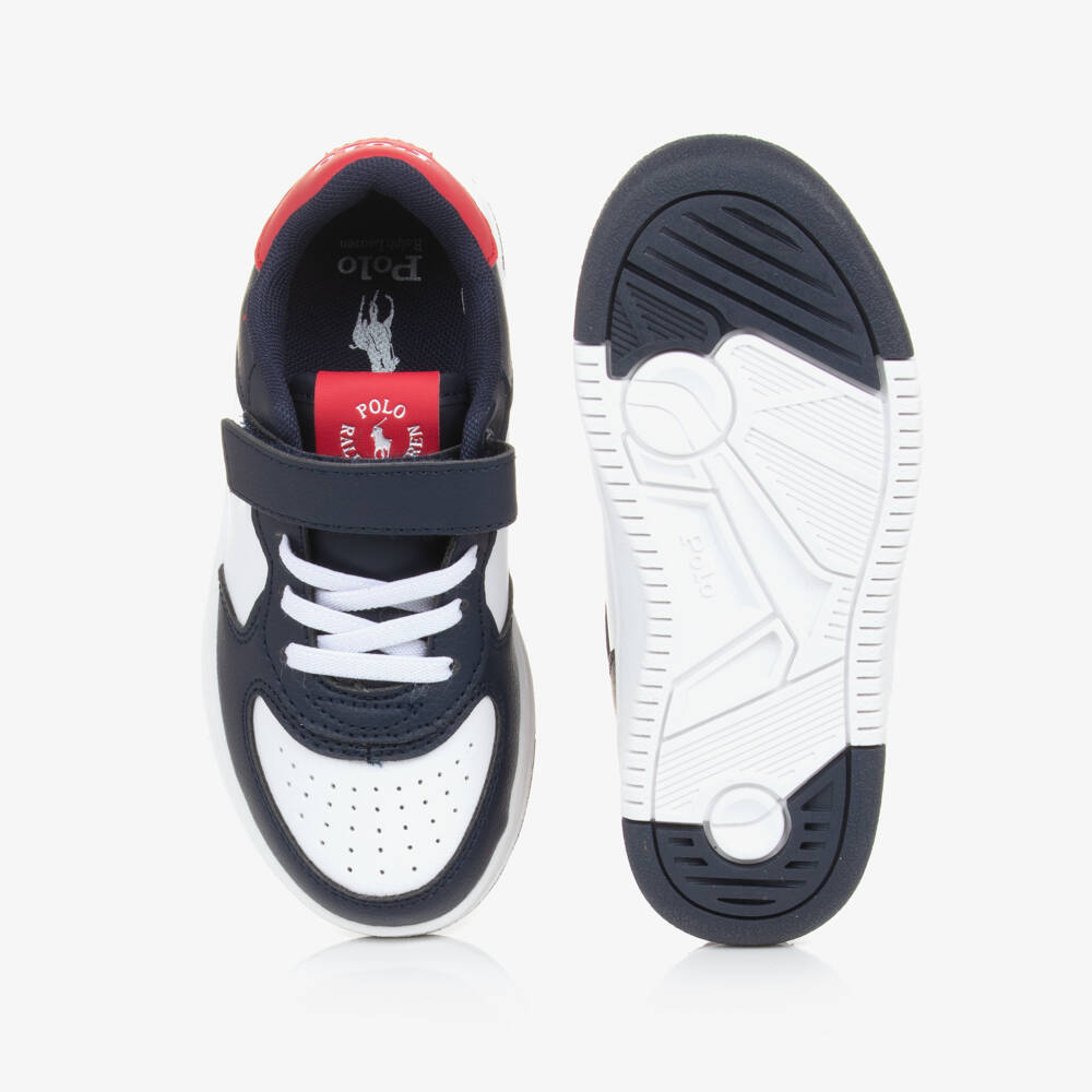 Ralph Lauren-Boys Navy Bear Faux Leather Trainers | Childrensalon Outlet