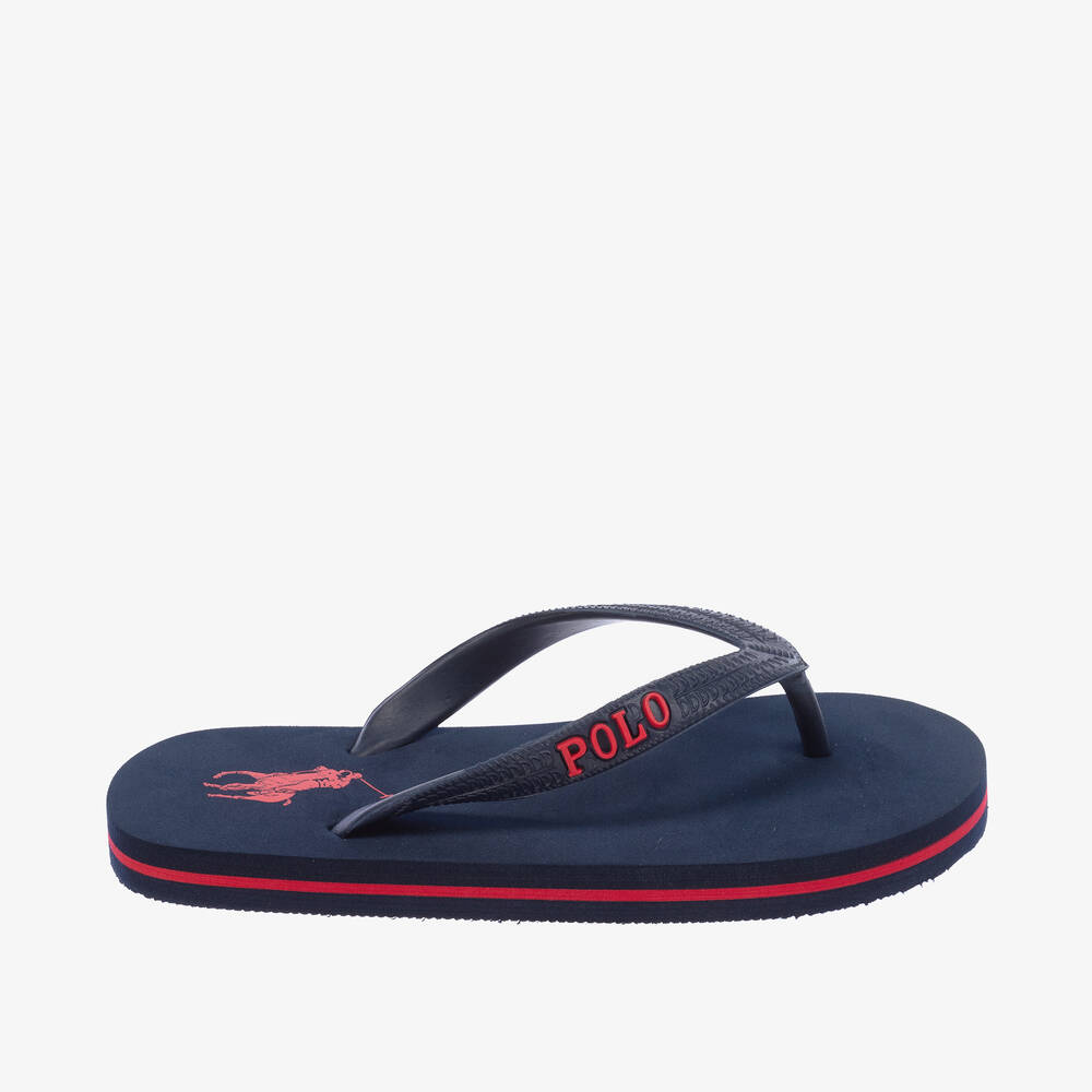 Ralph Lauren-Boys Navy Blue Big Pony Flip-Flops | Childrensalon Outlet