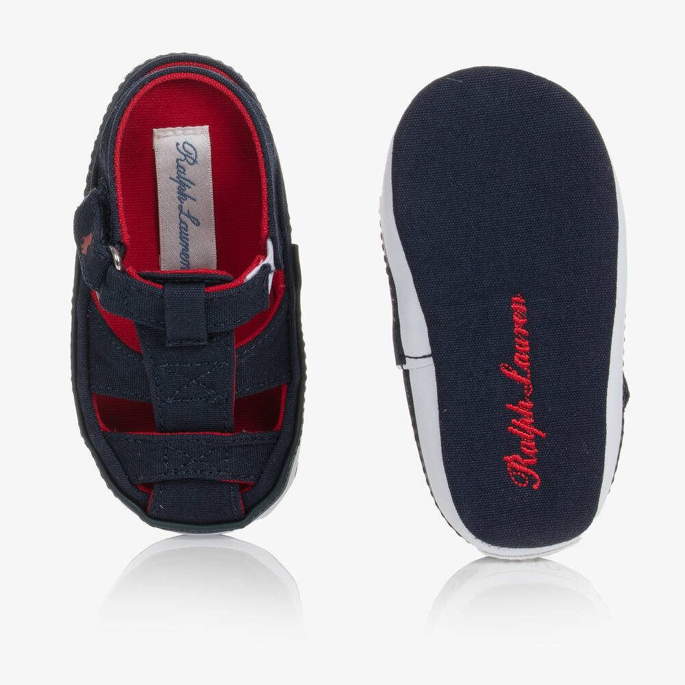 Ralph Lauren Boys Navy Blue Canvas Pre Walker Sandals