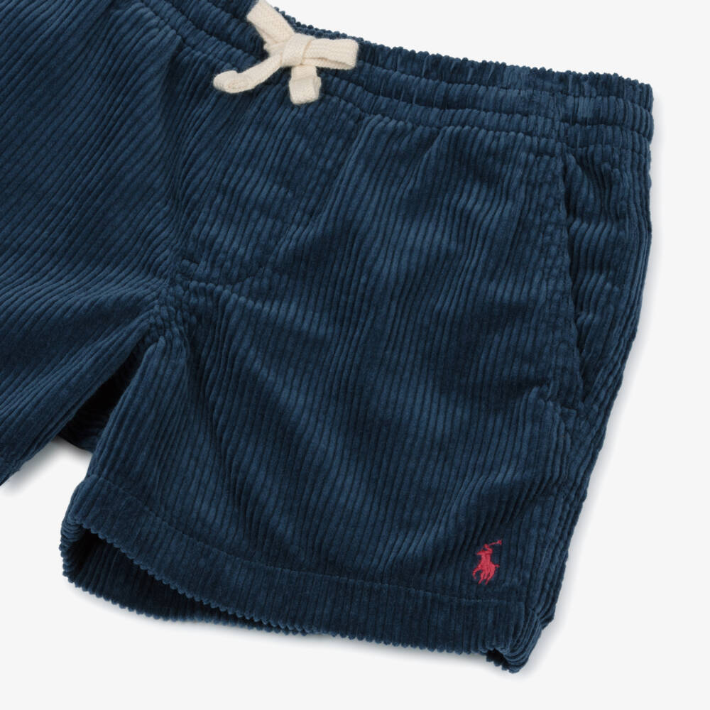 Ralph Lauren-Boys Navy Blue Corduroy Shorts with Pony Logo | Childrensalon Outlet