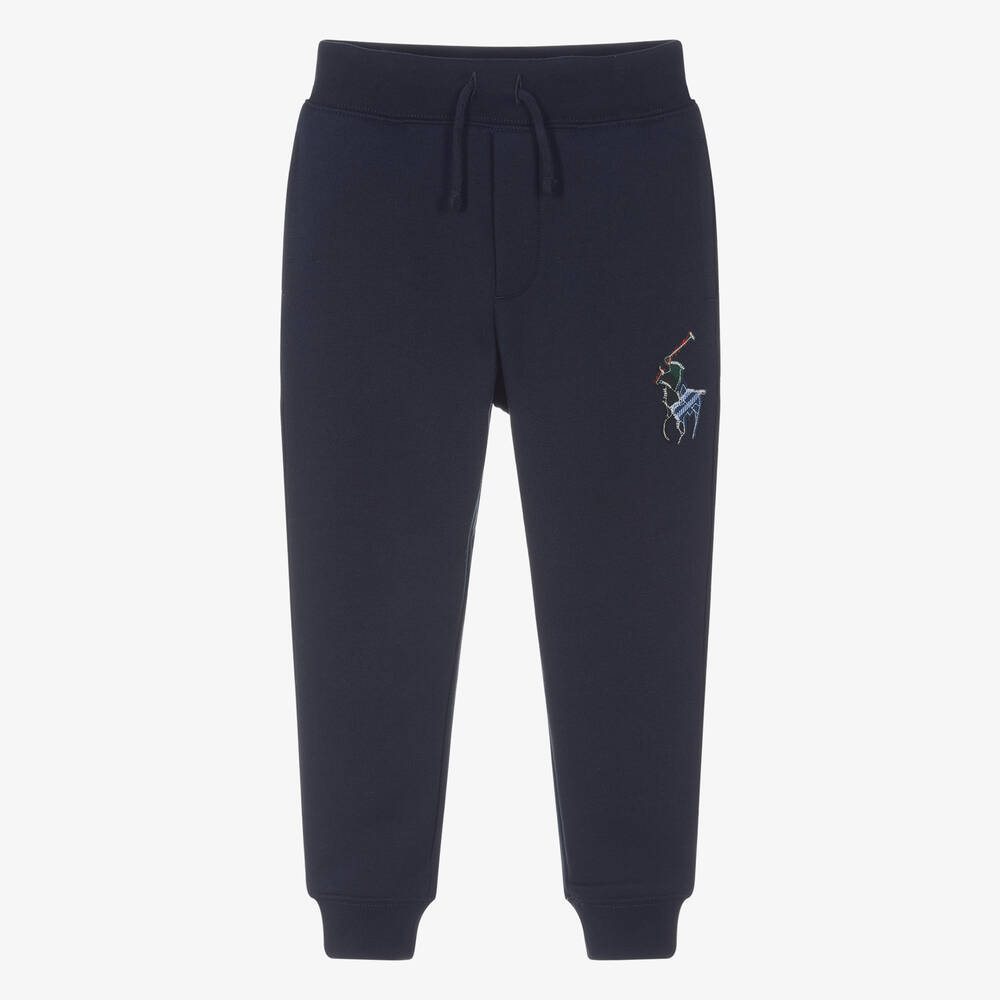 Ralph Lauren - Boys Navy Blue Cotton Big Pony Joggers | Childrensalon