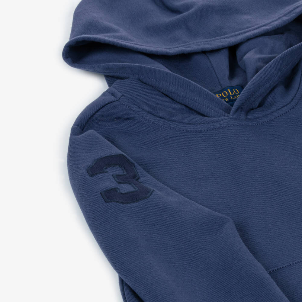 Ralph Lauren-Boys Navy Blue Cotton Hoodie with Big Pony Logo | Childrensalon Outlet
