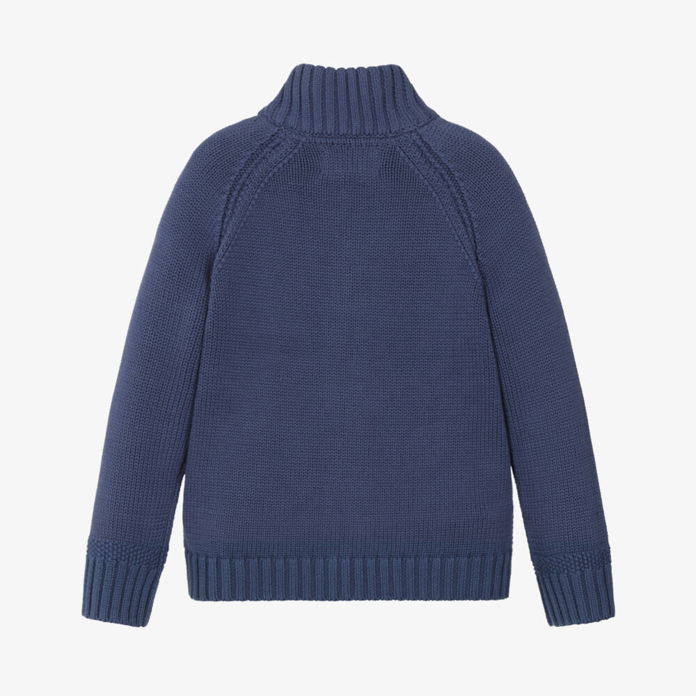 Ralph Lauren-بلوزة صبي زرقاء من القطن المحبوك بسحاب | Childrensalon Outlet