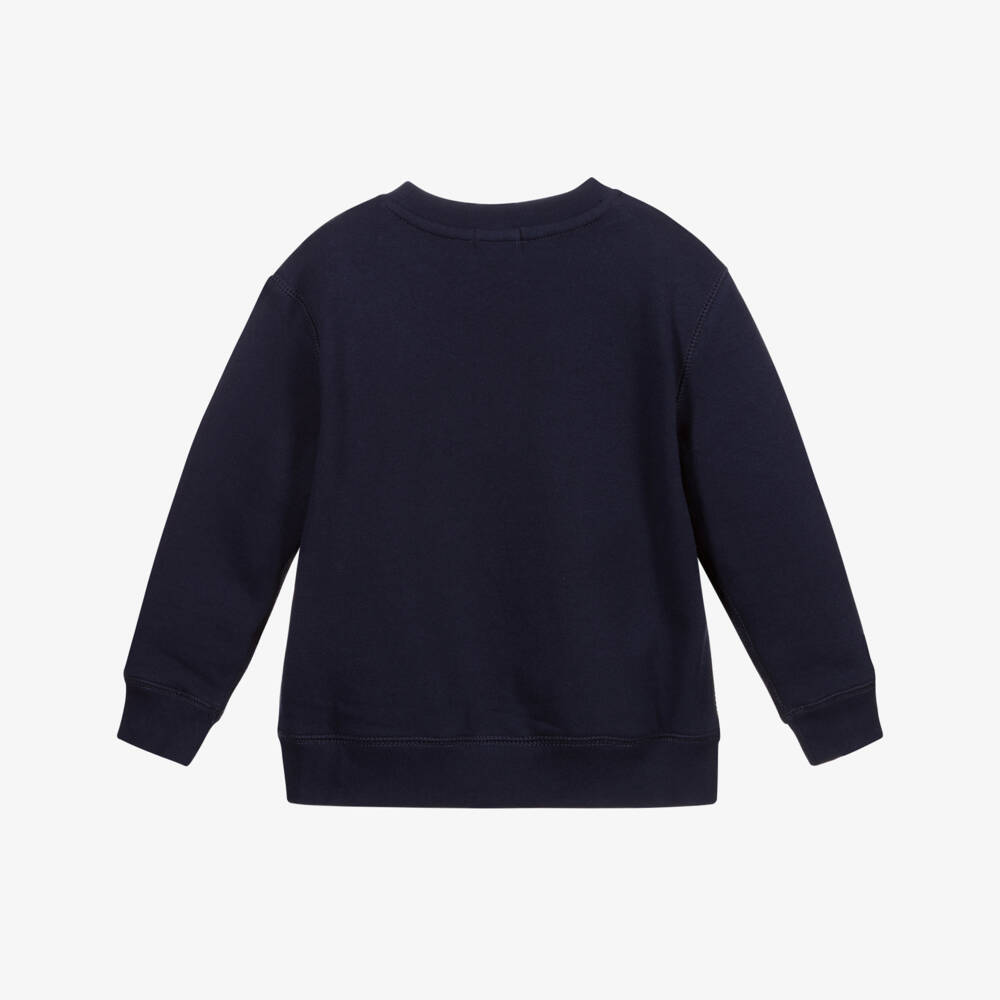 Polo Ralph Lauren-Boys Navy Blue Cotton Logo Sweatshirt | Childrensalon Outlet