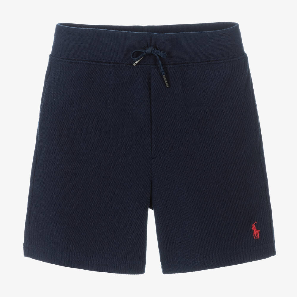 Polo Ralph Lauren - Boys Navy Blue Cotton Piqué Shorts | Childrensalon
