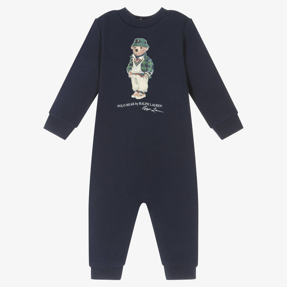 Ralph Lauren - Pyjama bleu en coton Polo Bear | Childrensalon