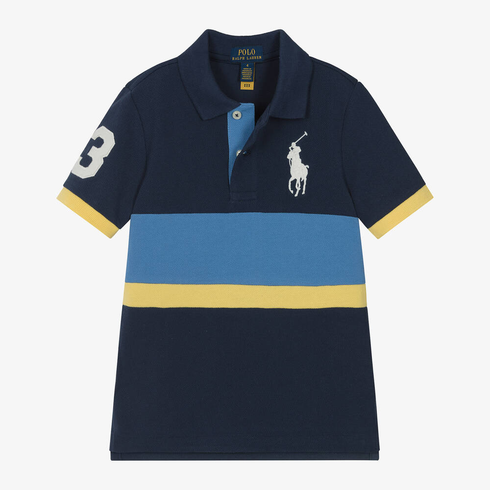 Ralph Lauren Boys Navy Blue Cotton Polo Shirt Childrensalon Outlet