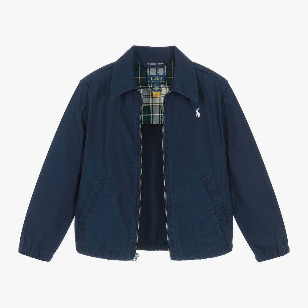 Ralph Lauren Boys Navy Blue Cotton Pony Jacket