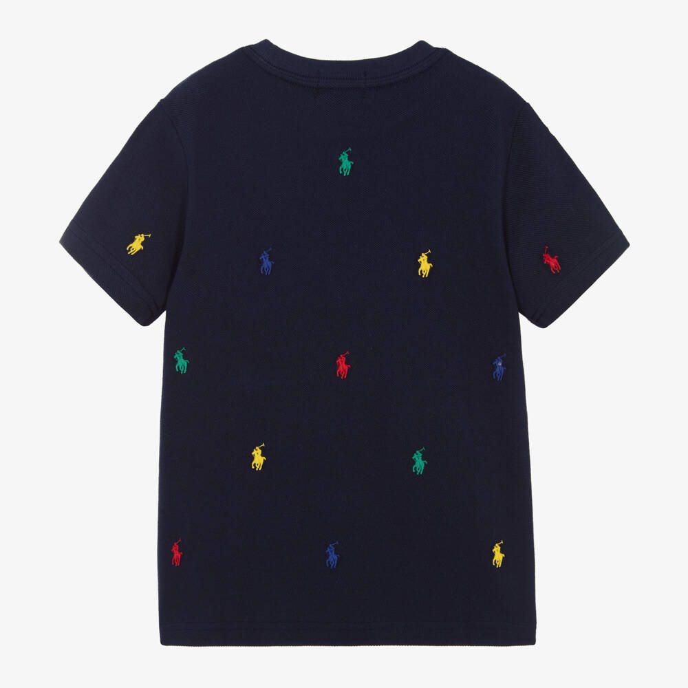 Ralph Lauren-Boys Navy Blue Cotton Pony T-Shirt | Childrensalon Outlet
