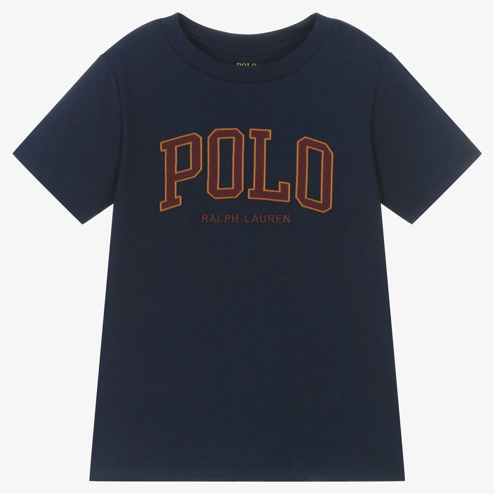 Ralph Lauren - Boys Navy Blue Cotton T-Shirt | Childrensalon