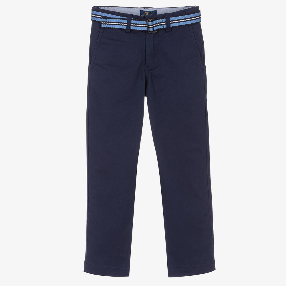 Polo Ralph Lauren - Boys Navy Blue Cotton Trousers | Childrensalon