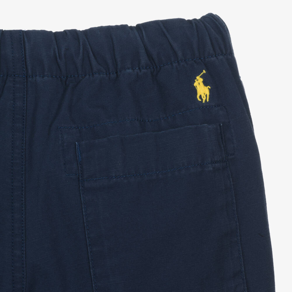 Ralph Lauren-Boys Navy Blue Cotton Twill Cargo Trousers | Childrensalon Outlet