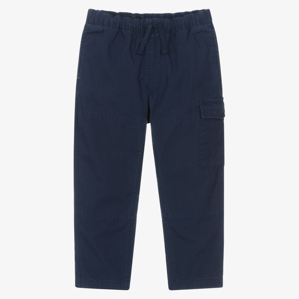 Ralph Lauren-Boys Navy Blue Cotton Twill Cargo Trousers | Childrensalon Outlet