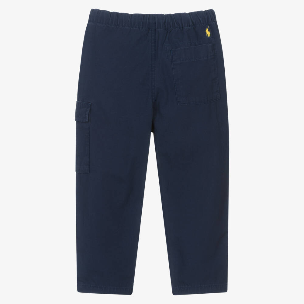 Ralph Lauren-Boys Navy Blue Cotton Twill Cargo Trousers | Childrensalon Outlet