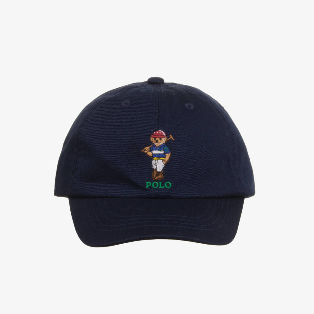 Ralph Lauren-Boys Navy Blue Cotton Twill Polo Bear Cap | Childrensalon Outlet